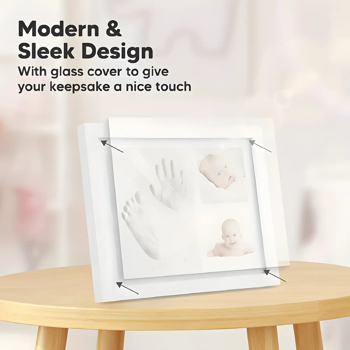 Inkprint Keepsake Frame by Jhonnyshop featuring a stylish wooden frame with a space for a special inkprint or handwritten note.