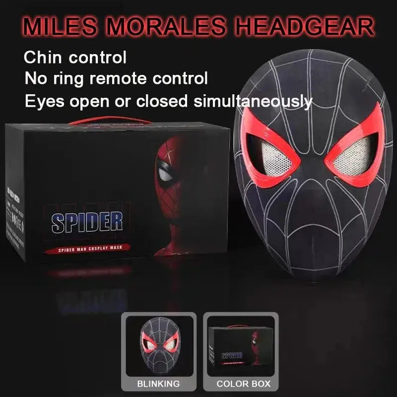 Spider mask with red and black design, open or closed eyes, chin control, no ring remote, by Jhonnyshop.