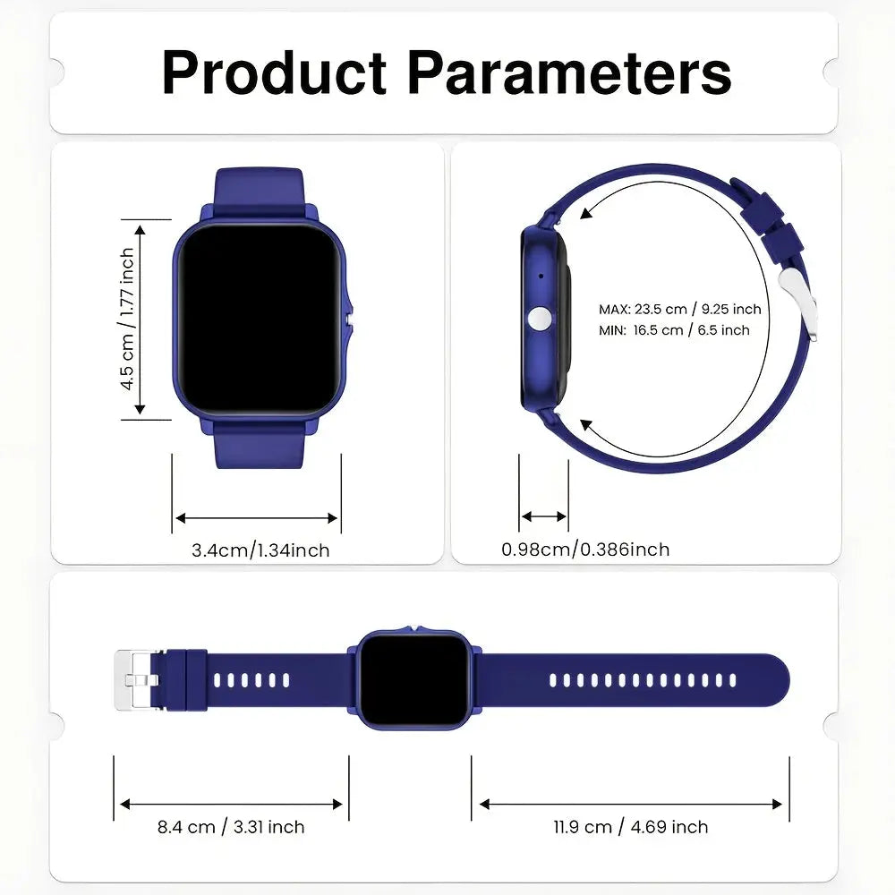Jhonnyshop 1.83-inch touchscreen smartwatch with call and fitness tracking features, shown displaying time and fitness stats.