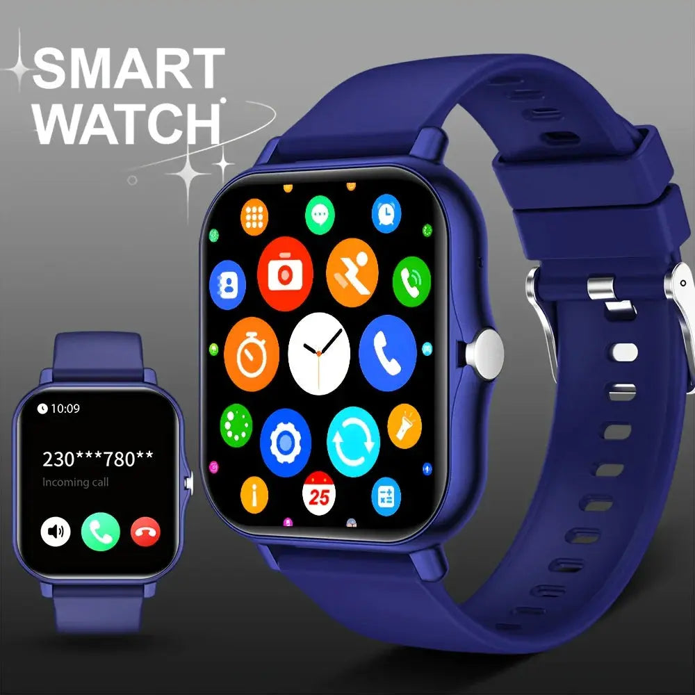 Jhonnyshop 1.83-inch touchscreen smartwatch with fitness tracker and call features, displaying a colorful digital watch face.