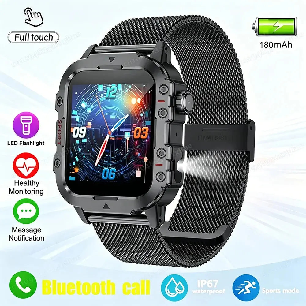 Rugged outdoor smart watch by Jhonnyshop with Bluetooth calling, fitness tracking, and durable design for active use