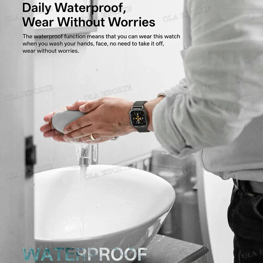 Rugged outdoor smart watch by Jhonnyshop with Bluetooth call functionality and fitness tracking features.