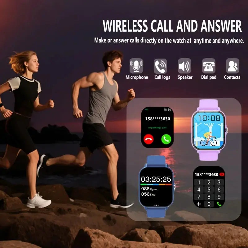 Jhonnyshop 1.83-inch smart watch with wireless calling, AI voice, fitness tracking, and touchscreen display in black
