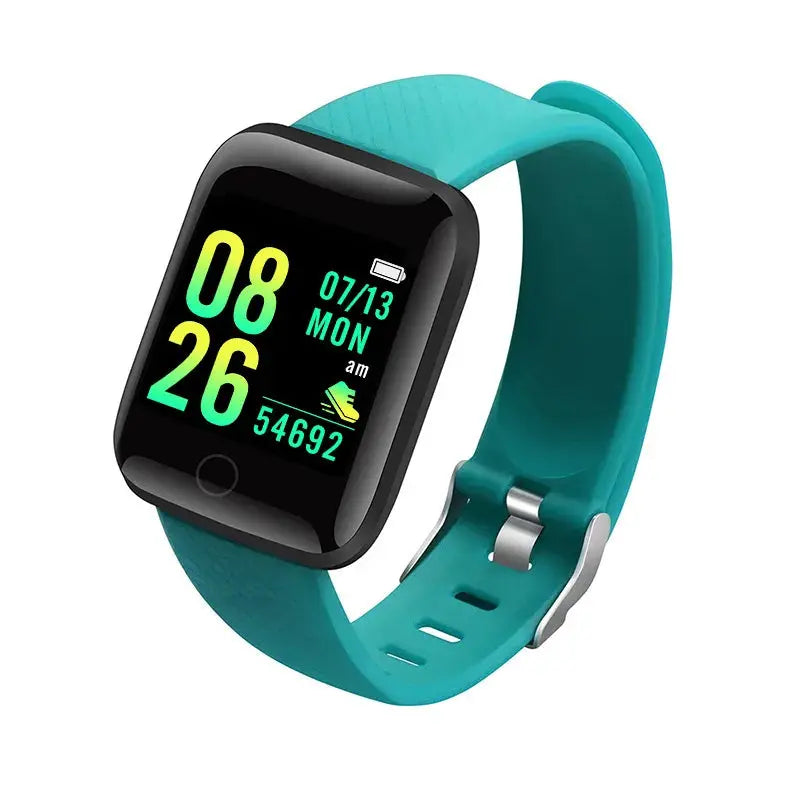 Jhonnyshop Bluetooth fitness smartwatch displaying heart rate, notifications, and activity tracking on a sleek screen.
