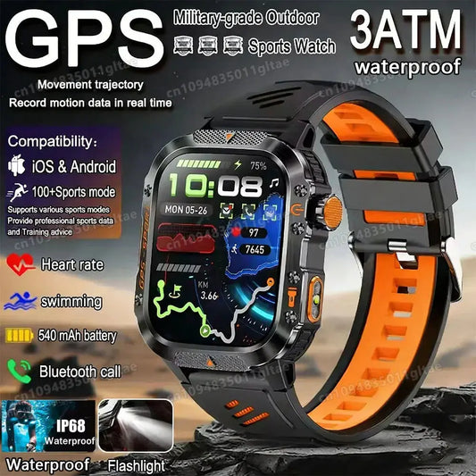 Rugged outdoor smart watch by Jhonnyshop with Bluetooth calls, fitness tracking, durable design, and digital display.