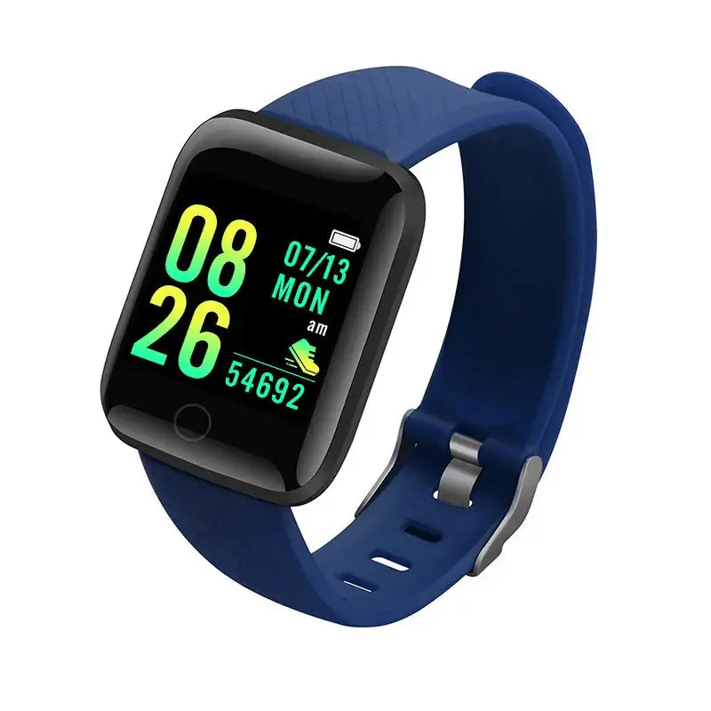 Jhonnyshop Bluetooth fitness smartwatch displaying heart rate data and alert notifications on a sleek digital screen.