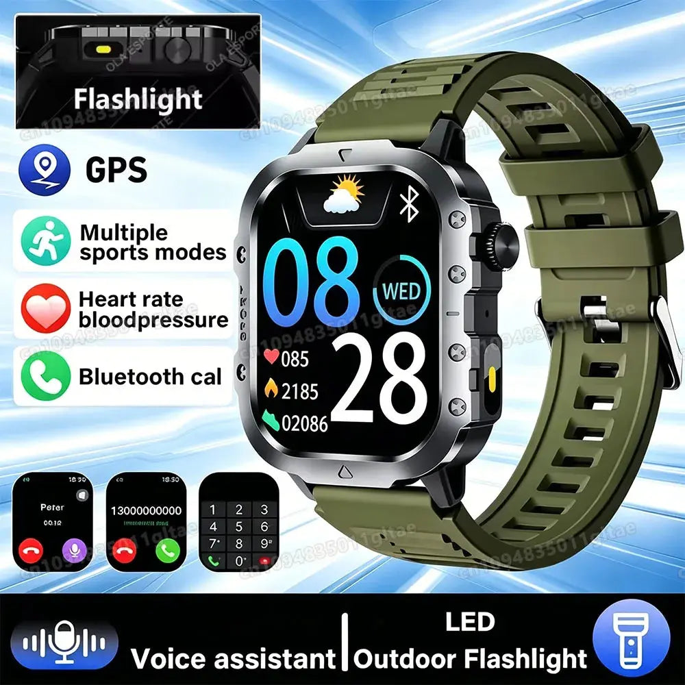 Jhonnyshop rugged outdoor smart watch with Bluetooth calls, fitness tracking, digital display, and durable design for active lifestyles