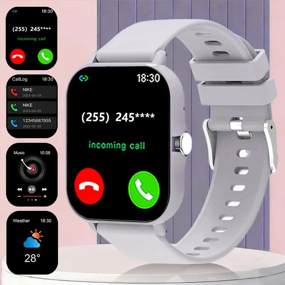 Jhonnyshop 1.83-inch smart watch with wireless calling and AI voice features, displaying the watch face and side buttons.