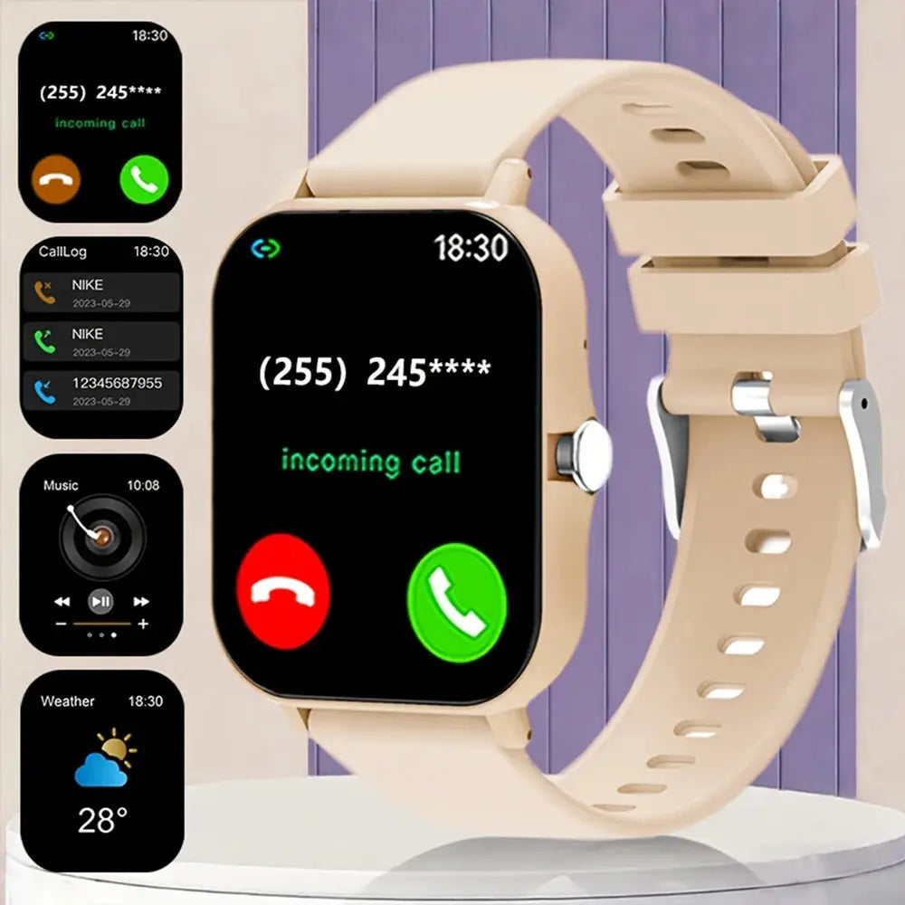 Jhonnyshop 1.83-inch smart watch with wireless calling, AI voice assistant, digital display, and sleek black band.