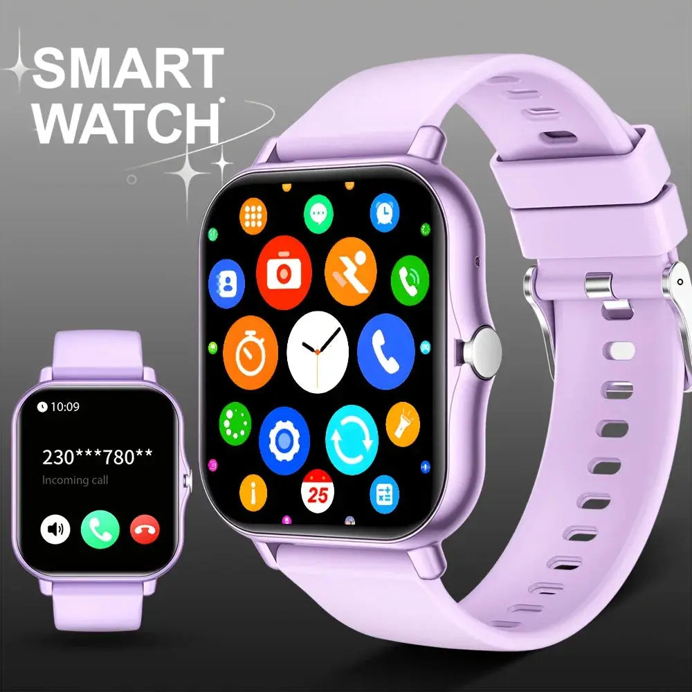 Jhonnyshop 1.83-inch touchscreen smart watch with fitness tracker and call functionality, displaying a sleek digital interface.