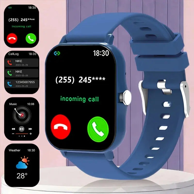 Jhonnyshop 1.83-inch smart watch with wireless calling and AI voice features, showing the watch face and side buttons.