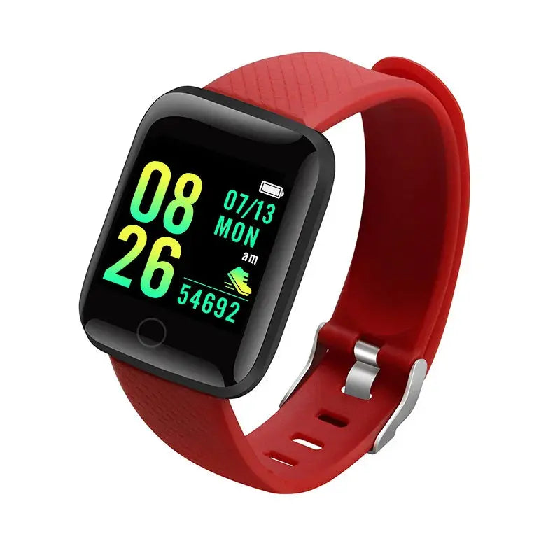 Jhonnyshop Bluetooth fitness smartwatch with heart rate monitor and alert notifications, featuring a sleek digital display.